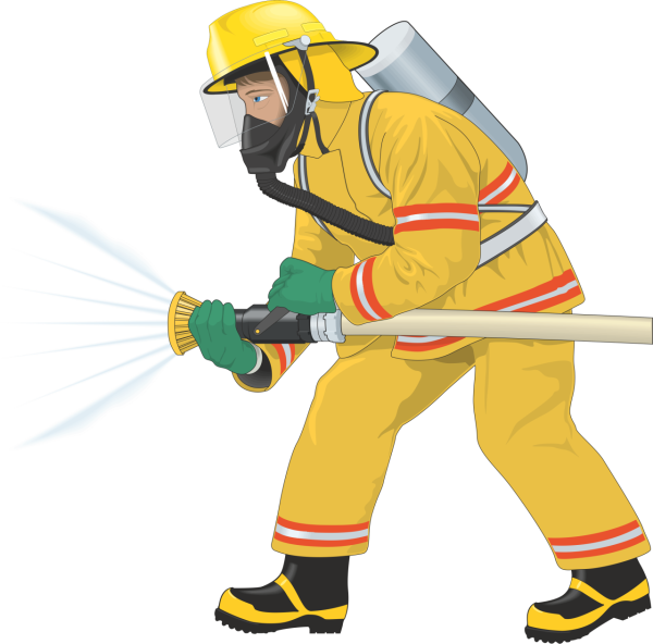 Пожарный на белом фоне