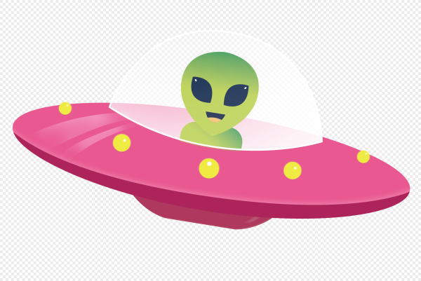 Мультяшная летающая тарелка с инопланетянами