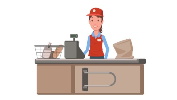 Кассир на прозрачном фоне