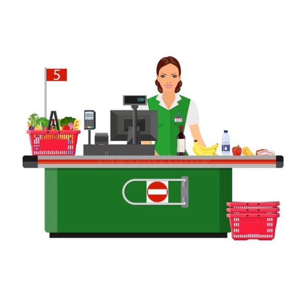 Касса супермаркета иллюстрация