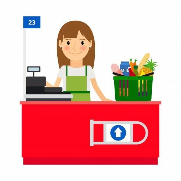 Продавец кассир на прозрачном фоне