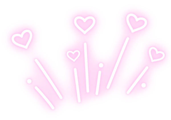 Неоновые сердечки на прозрачном фоне