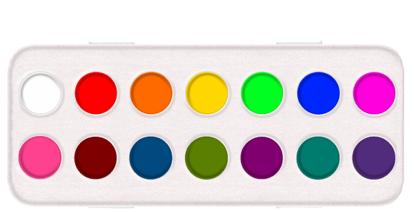 Акварельные краски на белом фоне