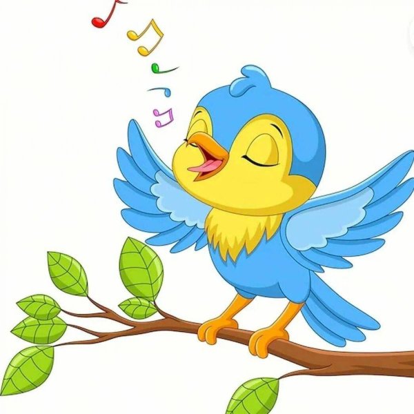 Поющая птичка на ветке