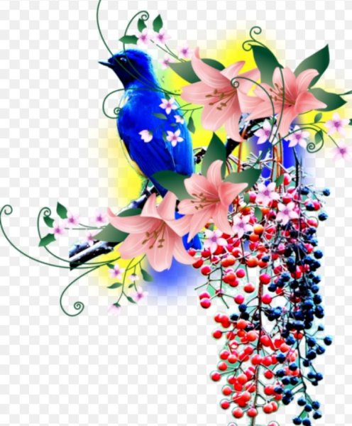 Рамка с цветами и птичками