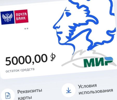 Пушкинская карта 2022 5000 рублей