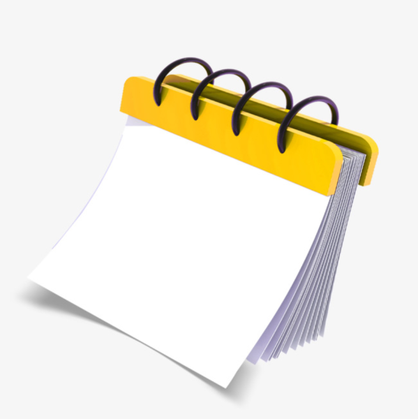 Календарный лист на прозрачном фоне