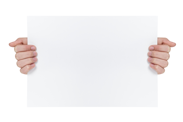 Рука держит белый лист