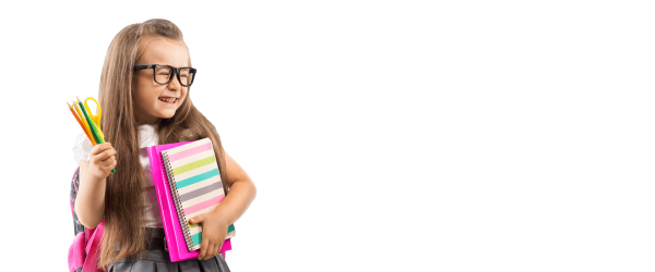 Школьник на белом фоне