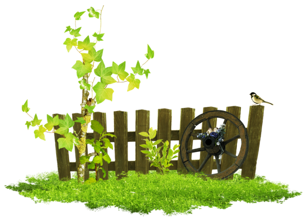 Заборчик садовый на прозрачном фоне