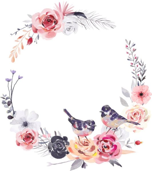 Акварельные цветочные рамки на прозрачном фоне