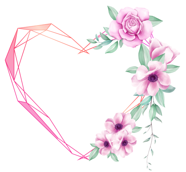 Акварельные цветочные рамки сердце