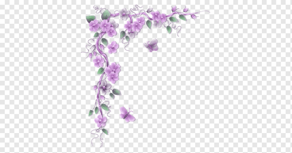 Уголки из сиреневых цветов