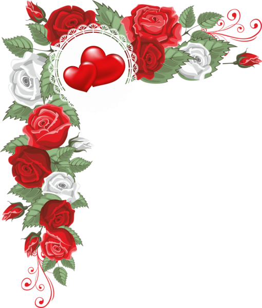 Рамки с розами и сердечками