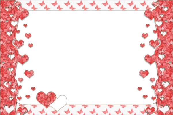 Рамка с сердечками на прозрачном фоне