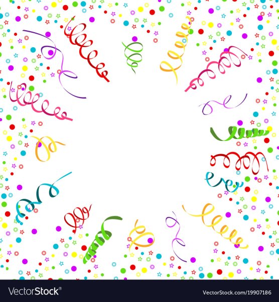 Конфетти и серпантин на прозрачном фоне