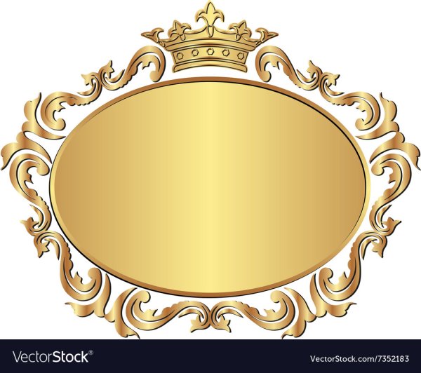 Золотая овальная рамка для надписи