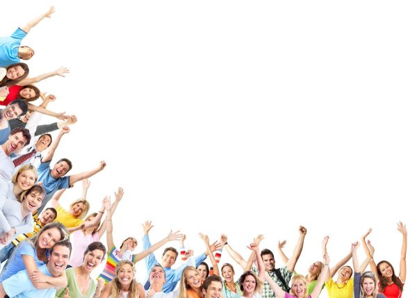 Веселый человек на белом фоне