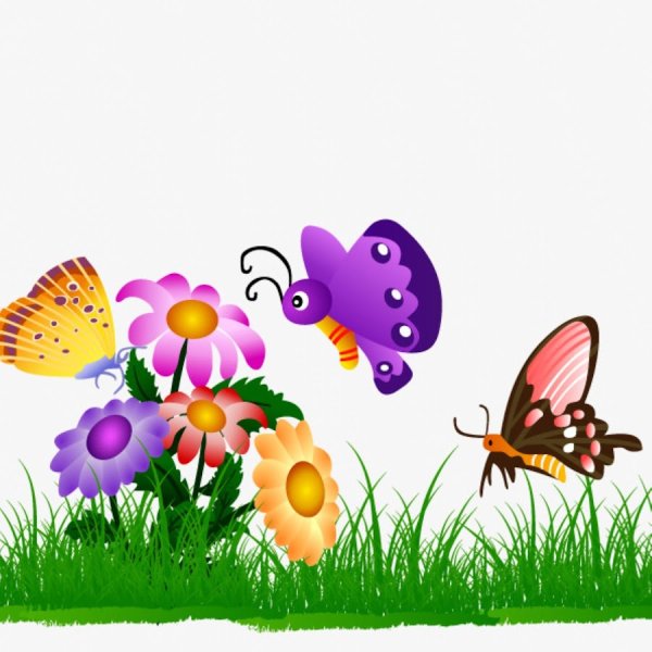 Мультяшные цветочки и бабочки