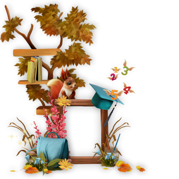 Осенняя рамка на прозрачном фоне для школы