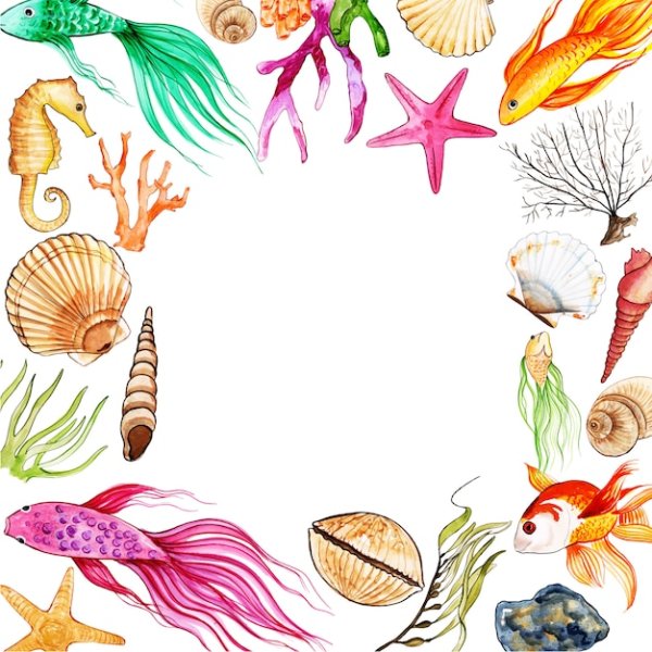 Рисованная рамка к рыбе