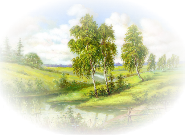 Летние пейзажи на прозрачном фоне