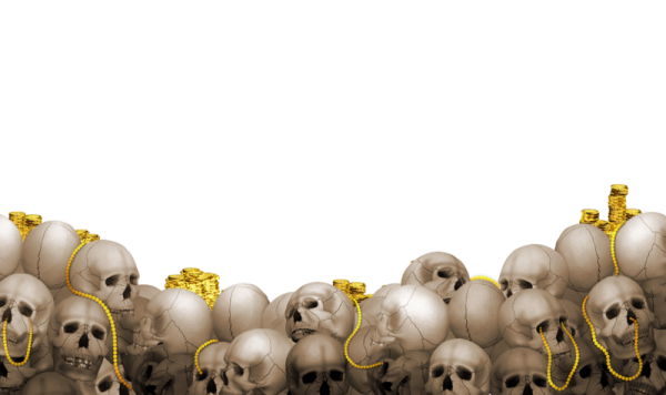 Много черепов на прозрачном фоне