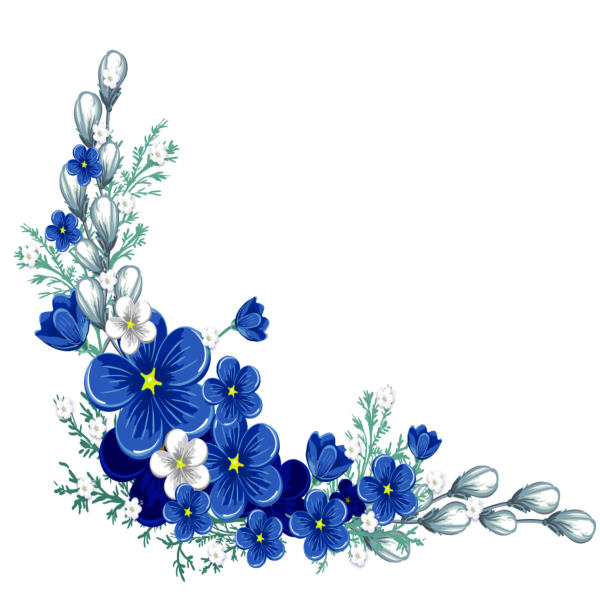 Голубые цветы на прозрачном фоне