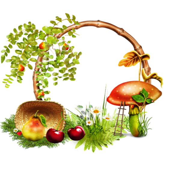 Сказочный лес с грибами и ягодами