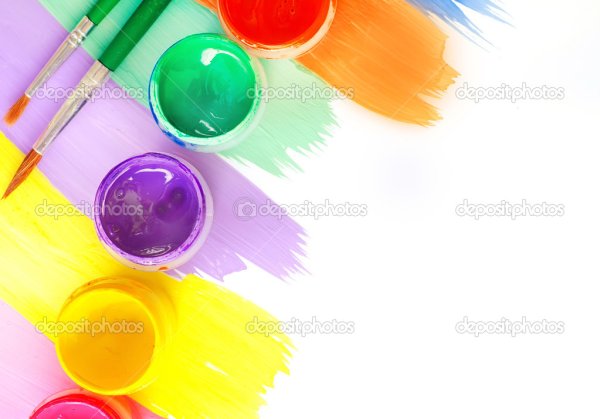 Кисти краски фон детский