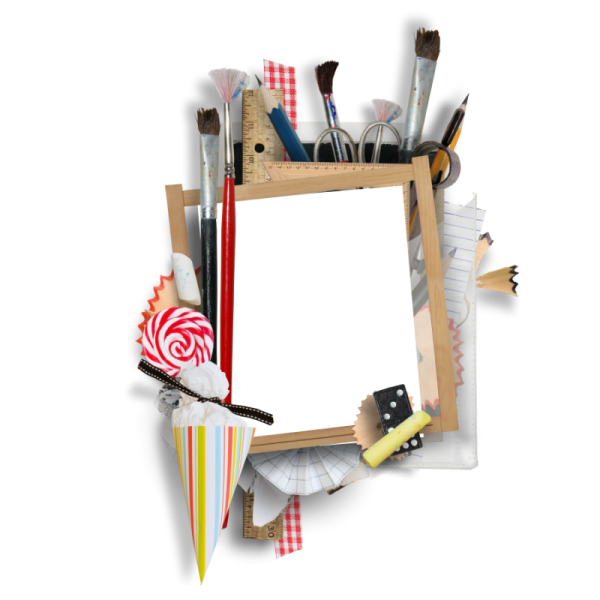 Рамка с карандашами и красками