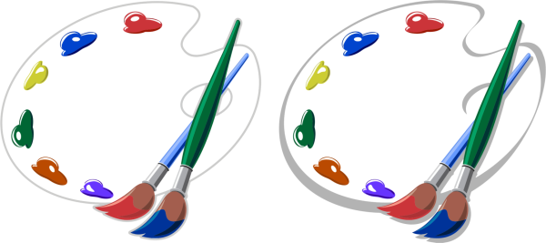 Кисти и краски на прозрачном фоне