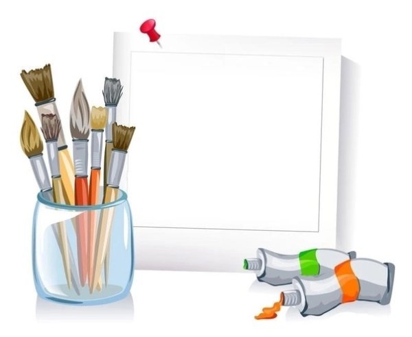 Рамка с карандашами и красками