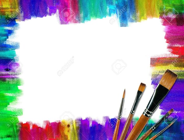 Рамка с красками и кистями