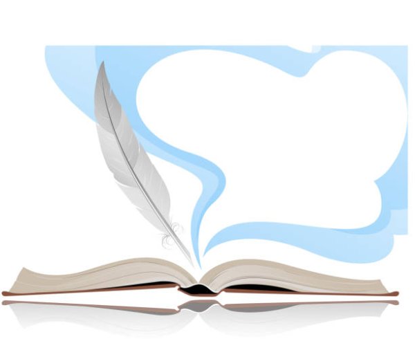 Развернутая книга с пером