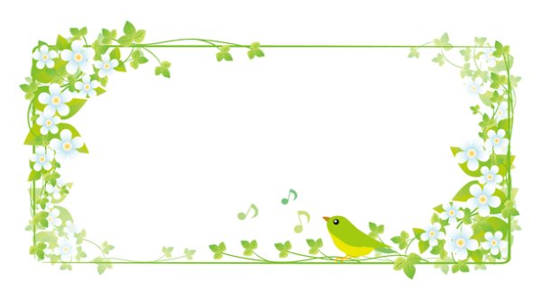 Весенние рамки с птицами на прозрачном фоне