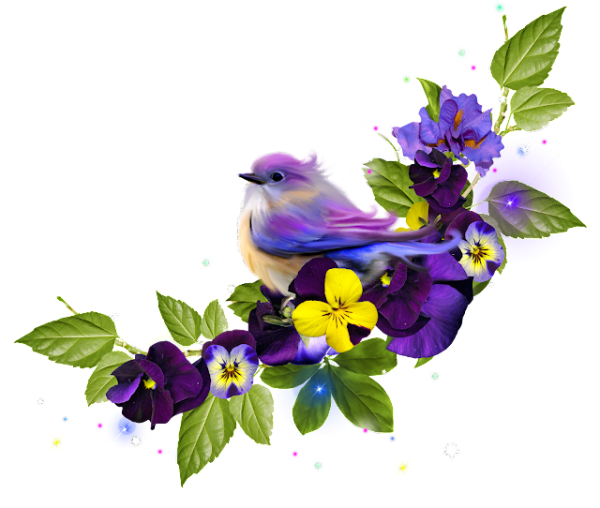 Цветочная рамка с птичками