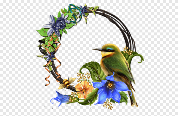 Цветочная рамка с птичками