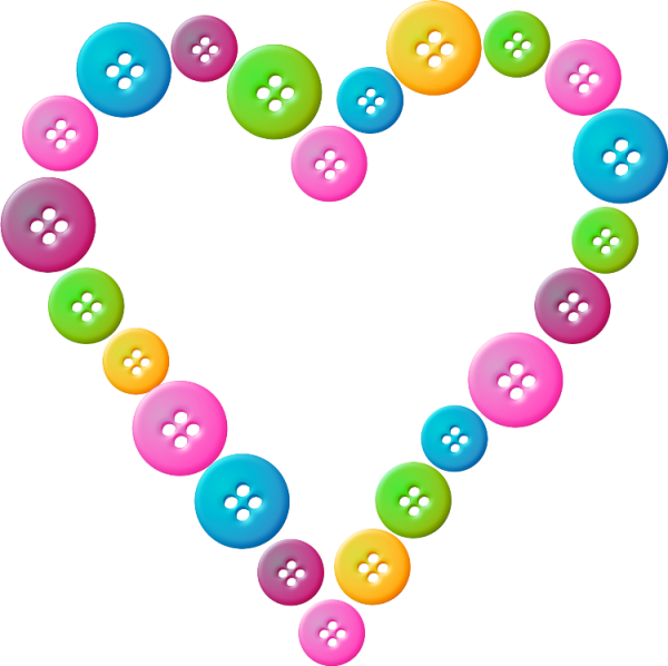 Сердце из пуговиц на прозрачном фоне