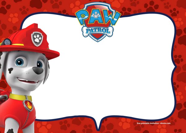 Приглашение на 5 лет Щенячий патруль