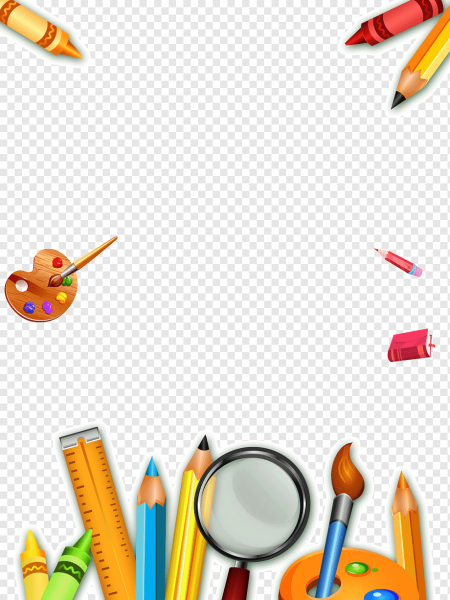 Канцелярские принадлежности на прозрачном фоне
