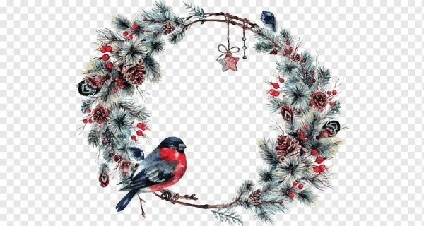 Рождественский венок акварель