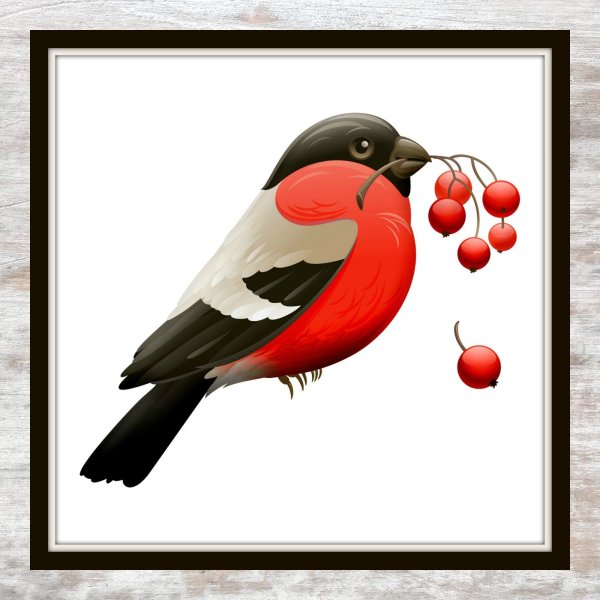 Снегирь на белом фоне