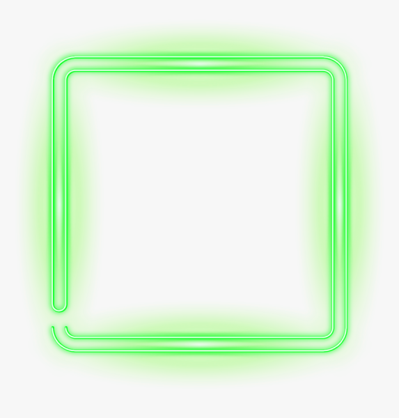Зеленая неоновая рамка на прозрачном фоне