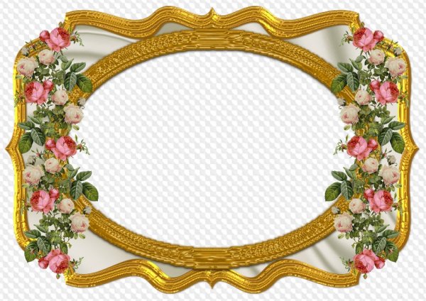 Золотая рамка с цветами