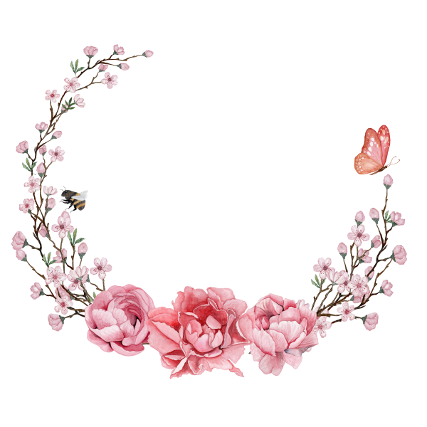 Венок полукругом цветочный