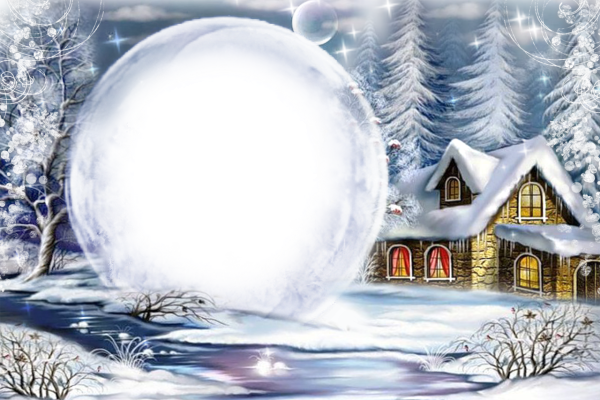 Новогодние пейзажи на прозрачном фоне