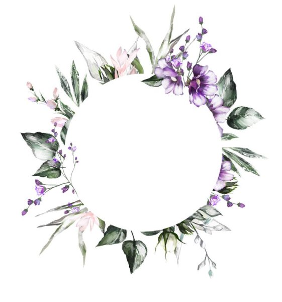 Цветы акварель круг