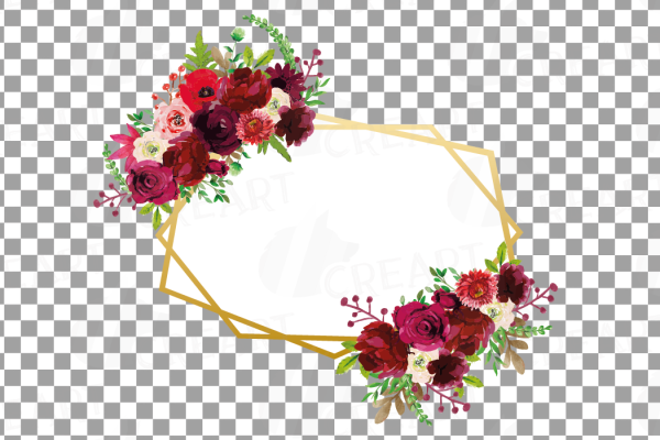 Рамка с бордовыми цветами