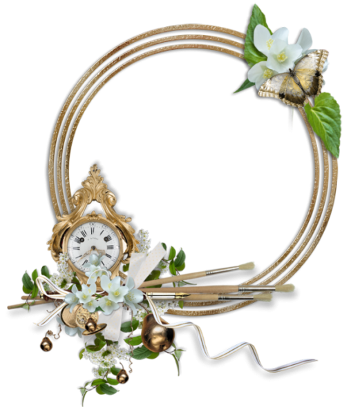 Круглая рамка золото с цветами